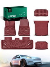 YHTAUTO Custom Fit Red Car Floor Mats for Tesla Model Y 2025-2020 5 Seater, A...