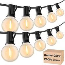 200FT Outdoor String Lights G40 LED Dimmable Waterproof Patio Hanging Lights