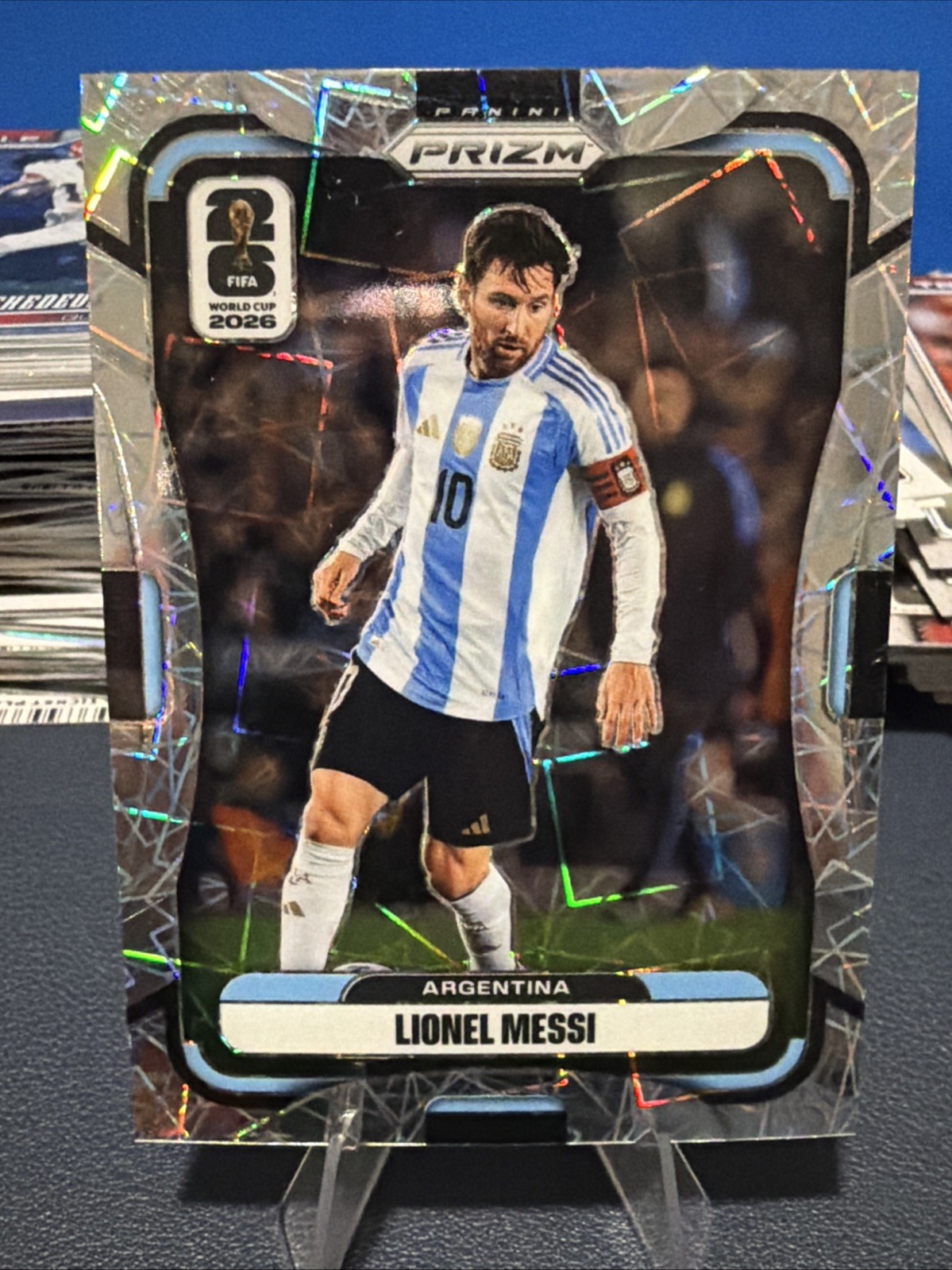 2026 Panini Prizm World Cup Soccer- Lionel Messi Silver Lazer SP view 1