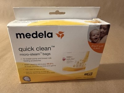 Medela Breast Feed Quick Clean Micro - Steam Bags 5 Count 100 Uses Brand New 