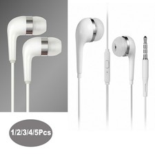 1-5PCS 3.5mm Jack Wired Headset Earphone In-Ear Headphone Earbud Mic Audio White