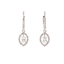 Marquise Shaped Diamond Halo Drop Earring in 18 kt White gold 1.91 cts T.W.
