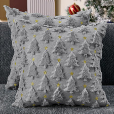 Christmas Pillow Covers 18x18 inch Set of 2 Grey Christmas Tree Pillow Covers De