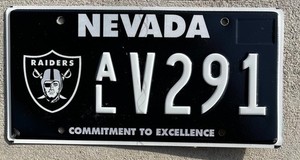 Nevada License Plate, Las Vegas Raiders, Used V291