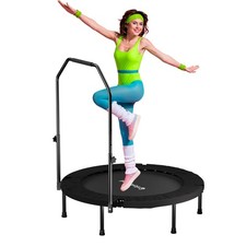 SkyBound Rebounder Trampoline for Adults - Indoor Mini Trampoline with Bar, Fitn