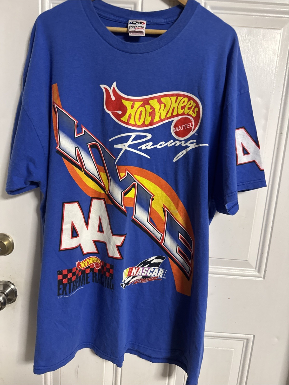 Hot Wheels Kyle Petty #44 1997 Vintage T-Shirt 2XL Blue Nascar 90s