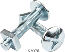 M5 M6 M8 M10 ROOFING BOLTS WITH SQUARE NUTS CROSS SLOTTED DOME HEAD SCREWS ZINC