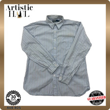 Polo Ralph Lauren Light Blue Striped Shirt Size L Long Sleeve Cotton