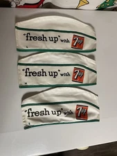 3-vtg 1950’s Fresh Up With 7-up Canvas Hat Soda Jerk. Size S-M-L  Lot Nos