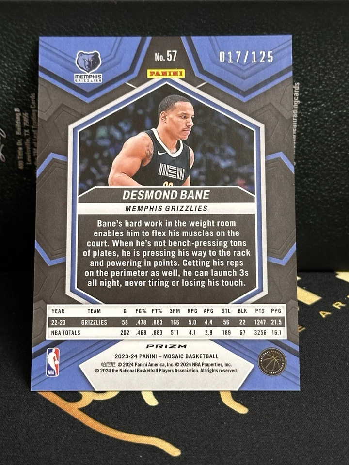 2023-24 Panini Mosaic Desmond Bane Blue Cracked Ice #’d/125 SP Grizzlies - Image 2 of 2