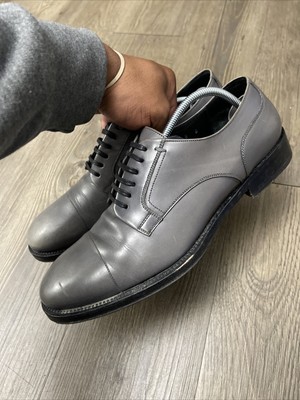 SALVATORE FERRAGAMO Sz 8 D Grey Leather Brogue Oxford Dress  display picture 3