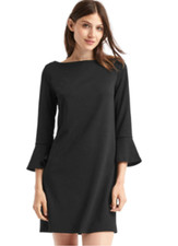 Gap 3/4 Bell Sleeve Sheath True Black Dress Size Large Petite New with Tag