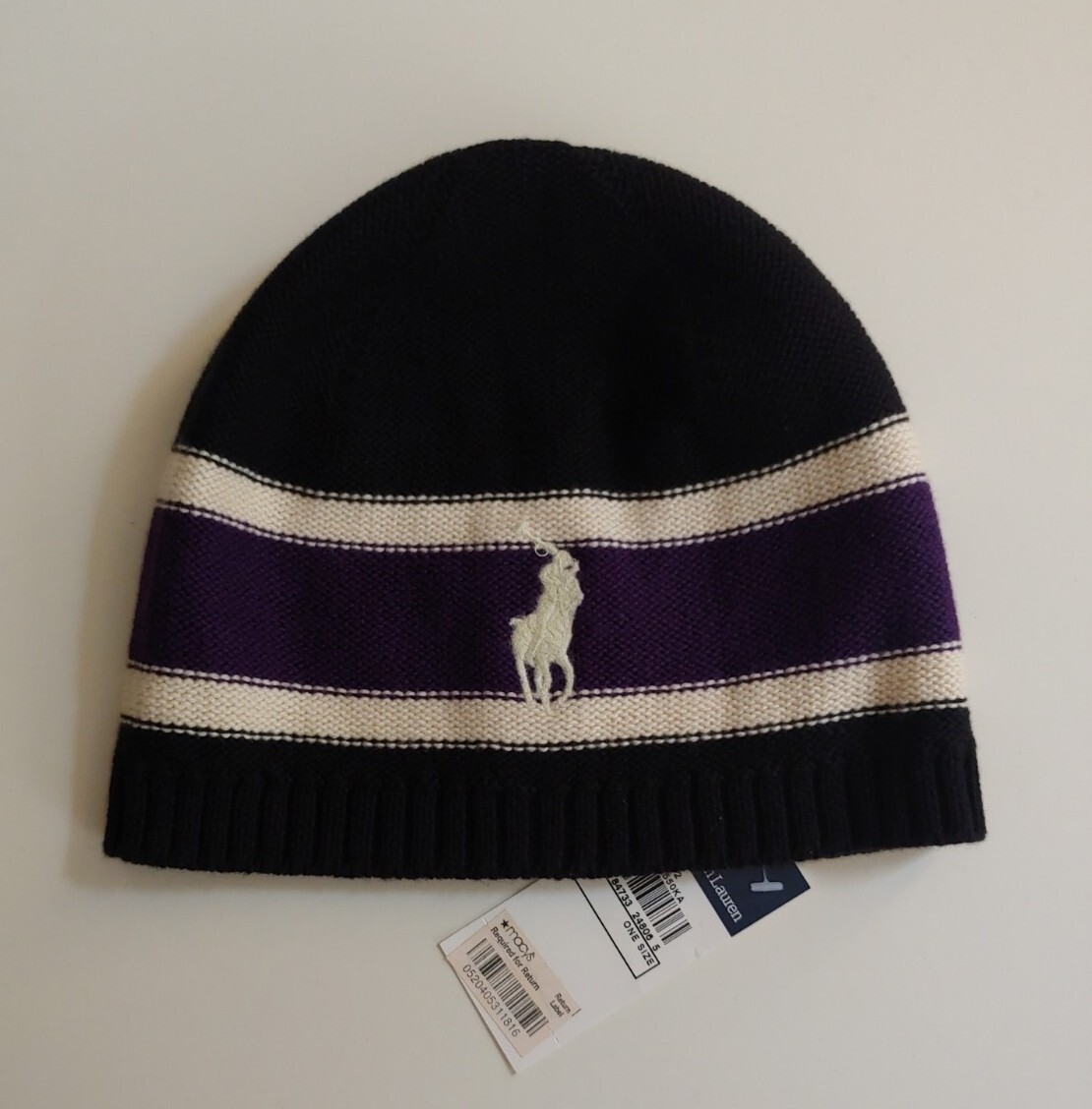 PONY Polo nuova con etichette Ralph Lauren bambini lana mista berretti grandi neri 8 20