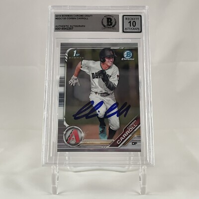 Corbin Carroll Signed 2019 1st Bowman Chrome #BDC-125 Rookie RC Beckett 10 Auto