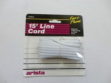 15 Ft. Modular Phone/Telephone Wire Line Flat Cord/Cable 6P4C RJ11 White, Arista