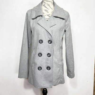 ME JANE Women s Double Breasted Pea Coat Gray Size Small NWT READ Oversized