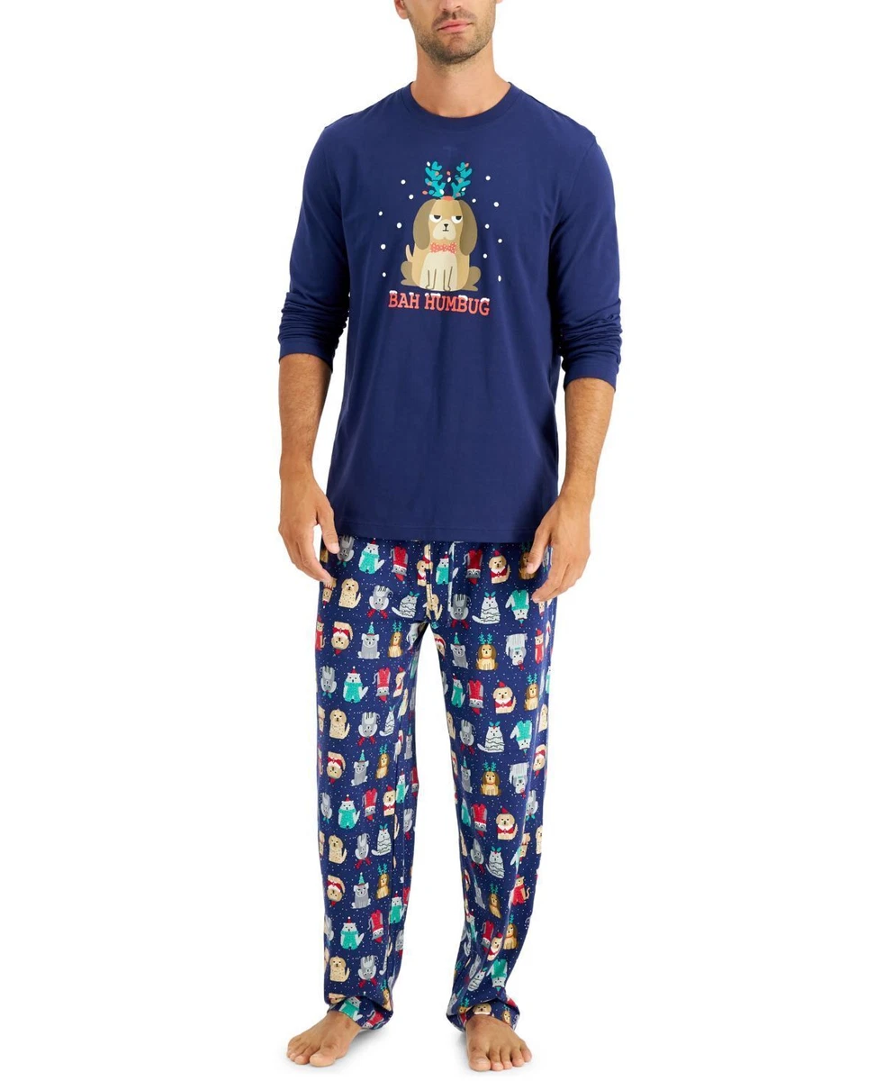 allbrand365 designer Mens Sleepwear Pajama Set Bah Humbug Dog Size