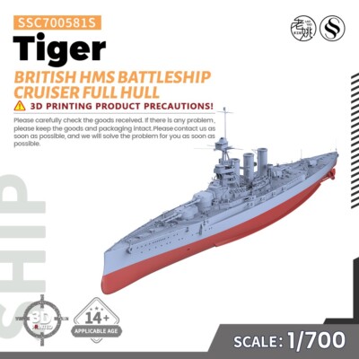 1/700 Military Model Kit British HMS Tiger Battleship Cruiser Full Hull