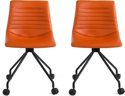 ralex-chair Leather Office Chair Desk Chair Set of 2, Armless Office Chair - Image 1 of 4