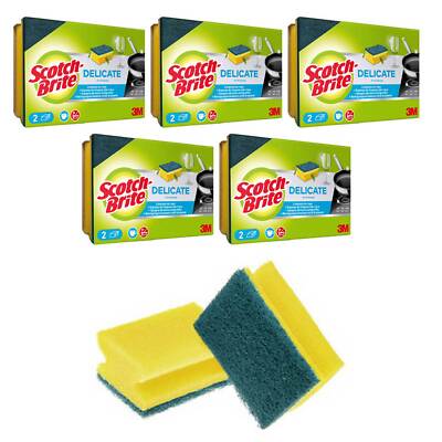 10 Stück Scotch-Brite Topfreiniger Reinigung Universalschwamm DELICATE gelb/grün