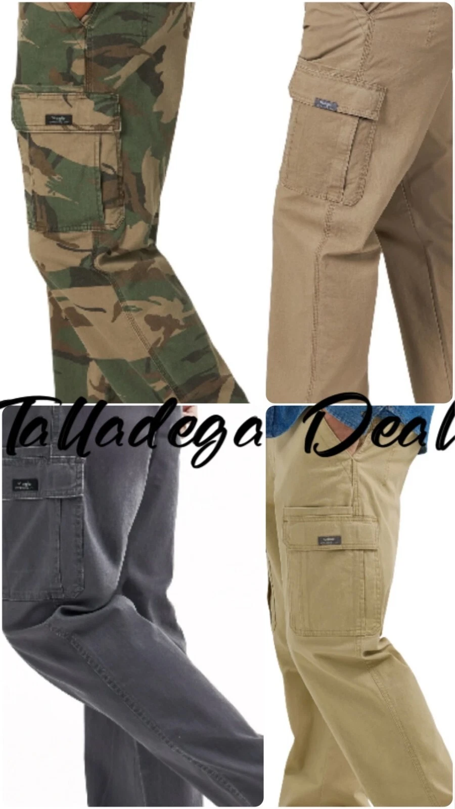 Mens Wrangler relaxed fit cargo pants w/ stretch tech pocket CHOOSE SIZE & COLOR