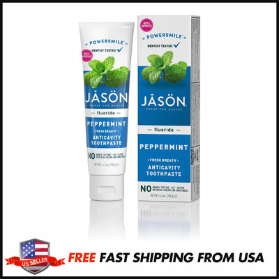 Jason Powersmile Toothpaste with Fluoride PEPPERMINT for White Smile -  4.2 oz