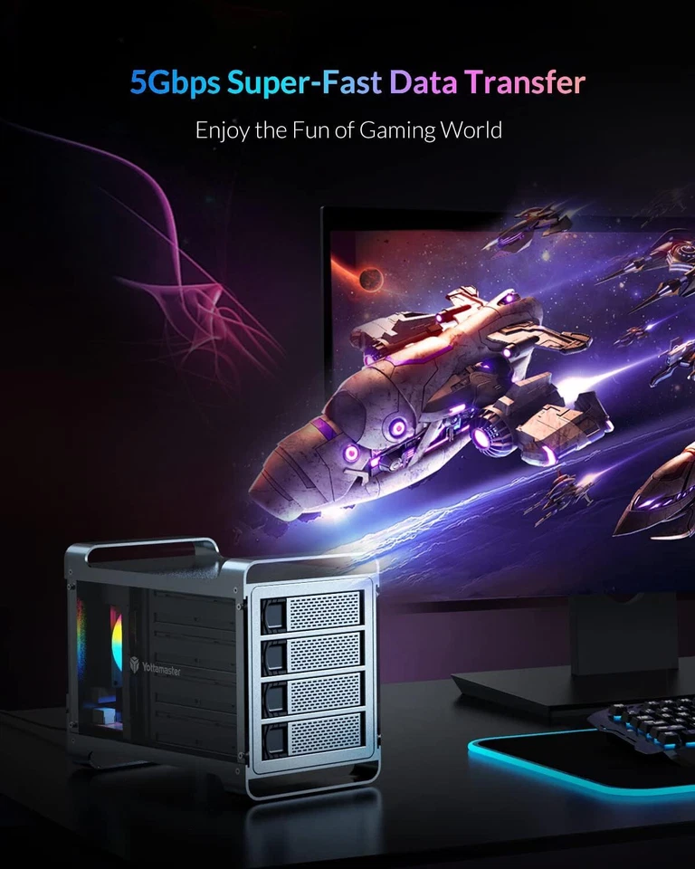 Yottamaster 4 5 Bay Hard Drive Enclosure USB 3.0 For 2.5" 3.5" inch SATA HDD SSD - Image 2 of 4