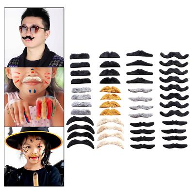 48x Fake Schnurrbärte, Party Zubehör Halloween Kostüm Bart Verkleiden 6 Stile