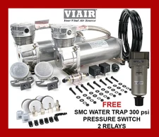 Viair 480 Dual Pack Compressor Kit Pewter w/ FREE SMC Water Trap Air Ride