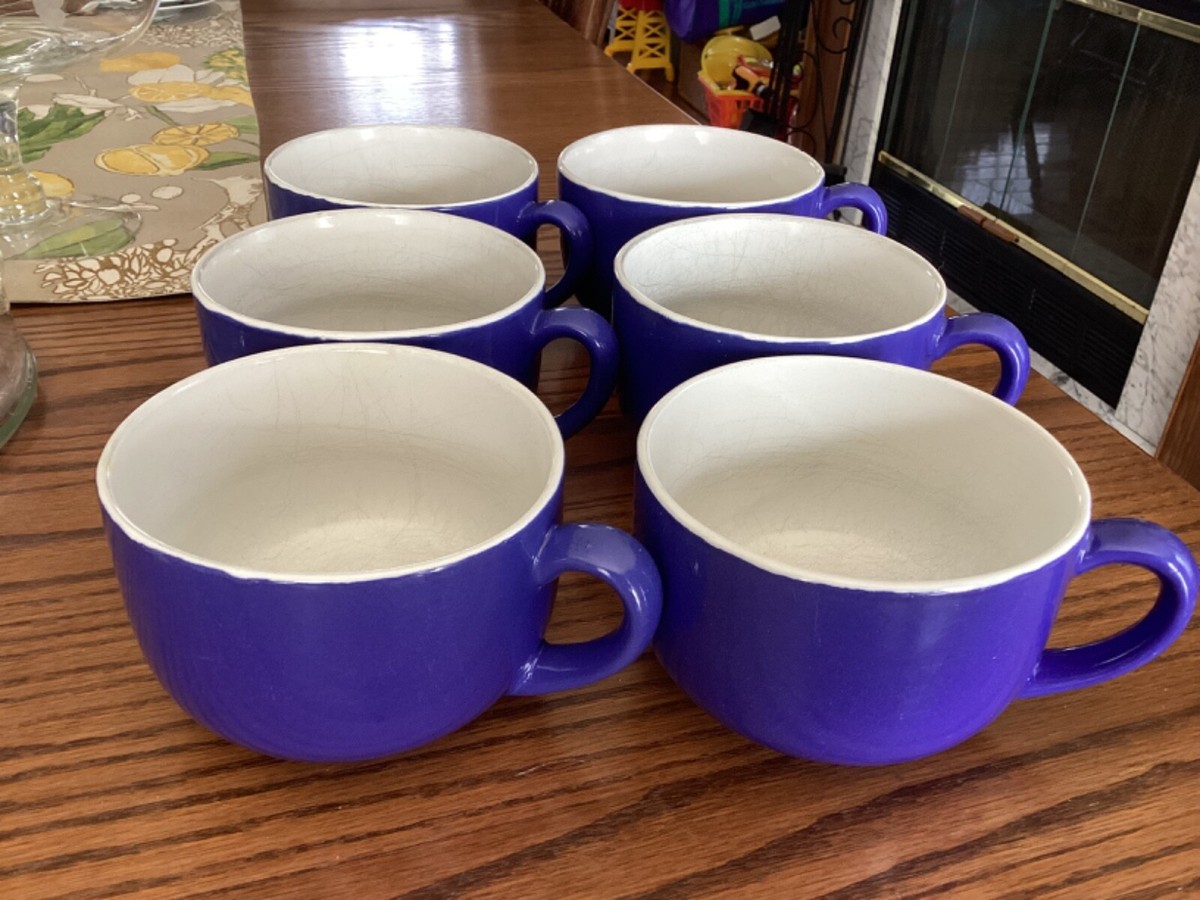 SET OF 6!!!Large Soup Mug, Coffee Cup, Blue, w/Handle 16 oz. | eBay