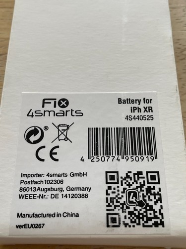 🔋 Batterie Fix4smarts pour iPhone XR – Neuve ! 🔋