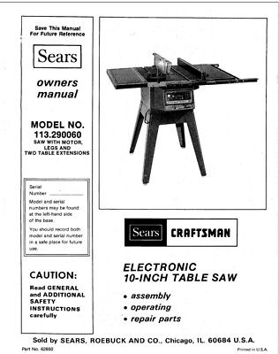 Table Saw Owners Instruction Manual | eBay