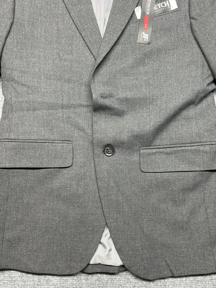 J Ferrar Blazer Jacket Mens 34 Short Charcoal Gray Stretch Slim Fit Solid New - Image 3 of 4