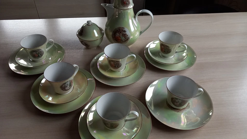 20 Tlg.Porzellan KaffeeService EHR Perlmutt 70er Jahren DDR Gebraucht - Bild 2 von 4