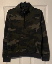 NWT VICTORIA'S SECRET PINK MEDIUM CAMO CAMOUFLAGE PERFECT QUARTER ZIP SWEATSHIRT