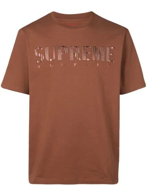 suprême   tee shirt logo dégradé   brodé   taille xl   neuf   marron