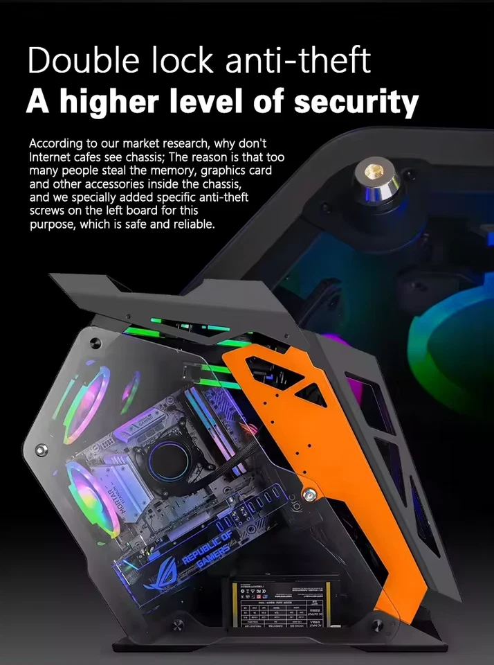 Gaming PC Case – RGB Mid Tower M-ATX with Tempered Glass Front Panel - UK Stock - Image 4 of 4