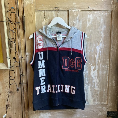 Dolce & Gabbana D&G Gym Embroidered 2000s Logo Print Hooded Vest Top