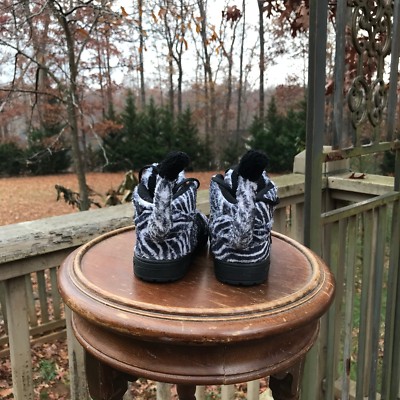 カモ柄♡スニード0 BABY SIZE 7K Adidas Jeremy Scott ZEBRA Black White Fur Tails
