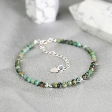 4mm Crystal Gemstone African Turquoise Beads Healing Tiny Dainty Women Bracelet