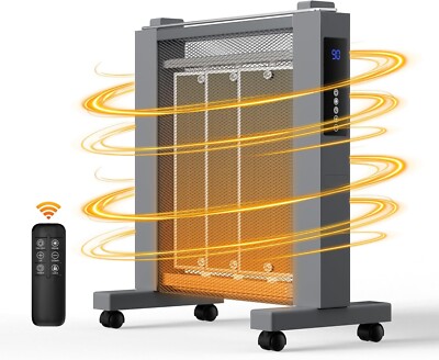 1500W Quiet Mica Panel Heater with Adjustable Thermostat, Remote - Main Image