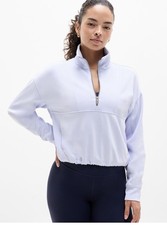 Athleta Cropped 1/4 Zip Mock Neck Long Sleeve Pullover Activewear Top