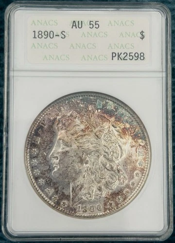 1890-S Morgan Dollar ANACS AU-55 Toner