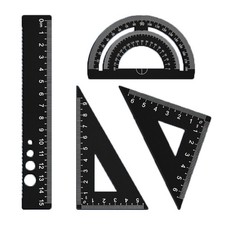 Metal Protractor Set Triangular Geometry Set Aluminum Alloy Math Ruler Tool 4Pcs