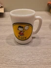 LUCY Peanuts 1969 AVON United Features White Milk Glass Drinking Cup 5 oz VTG