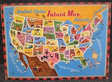 Vintage United States Map Inlaid Puzzle 1950 Saalfield