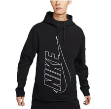 Nike Tech Men  s Fleece Swoosh Graphic Logo Pullover Hoodie Black Large