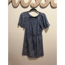 Banana Republic Navy Blue White Geometric Grid Print Short Sleeve Dress 4