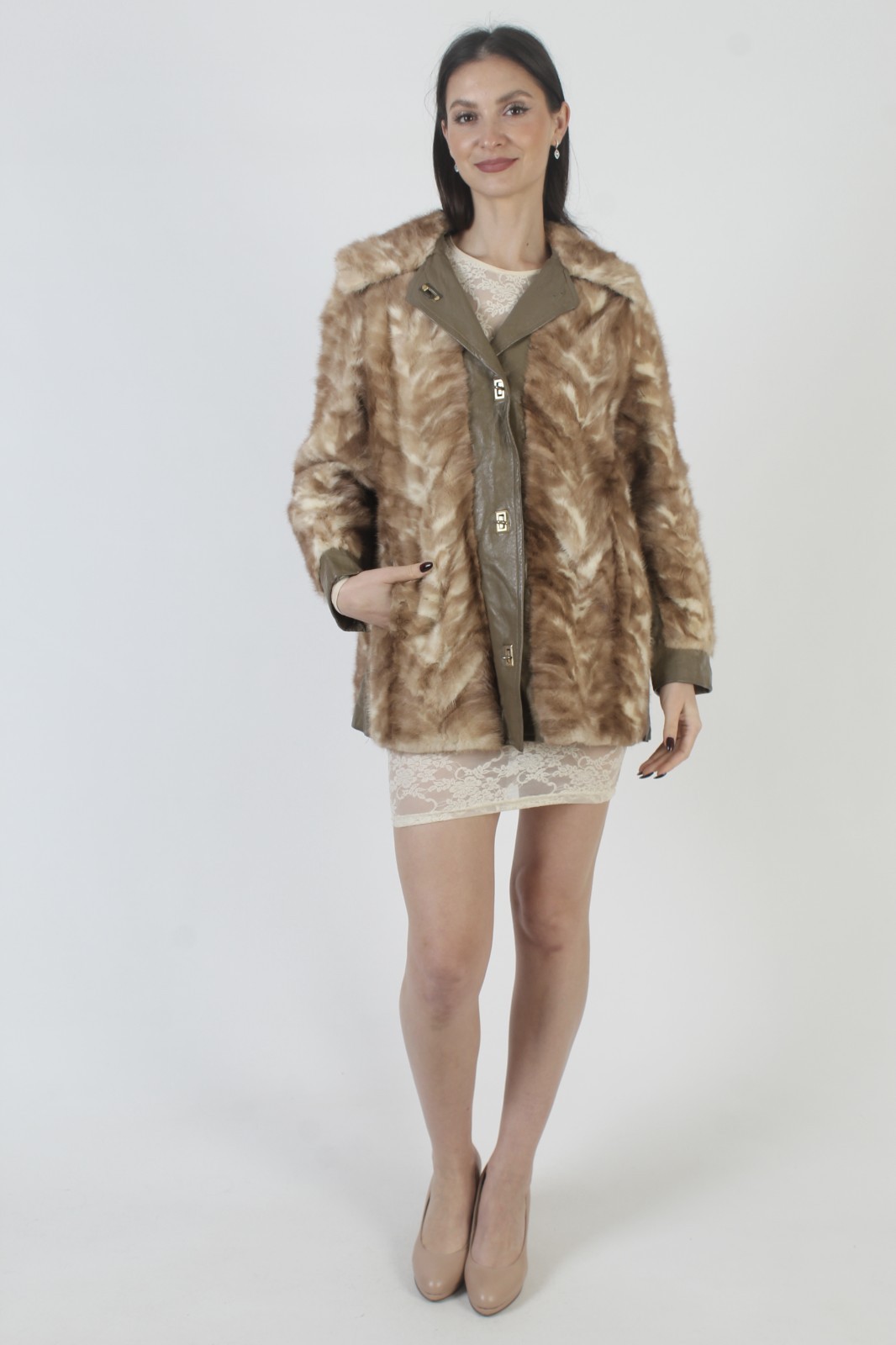 Vintage Patchwork Brown Leather Jacket Autumn Haz… - image 4