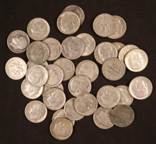 Lot of 35-Silver Roosevelt Dimes (1946-1964) - Good-AU - Nice Appearances-Lot #3